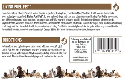 Living Fuel Pet Food Rear Label