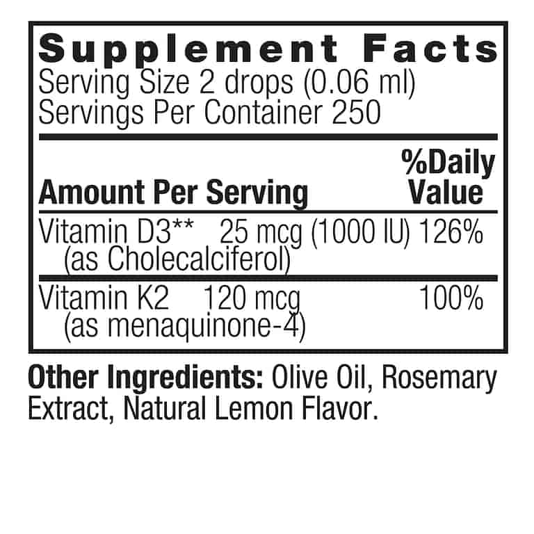 Nature's Answer - Vitamin D3 & K2 Drops 15ml