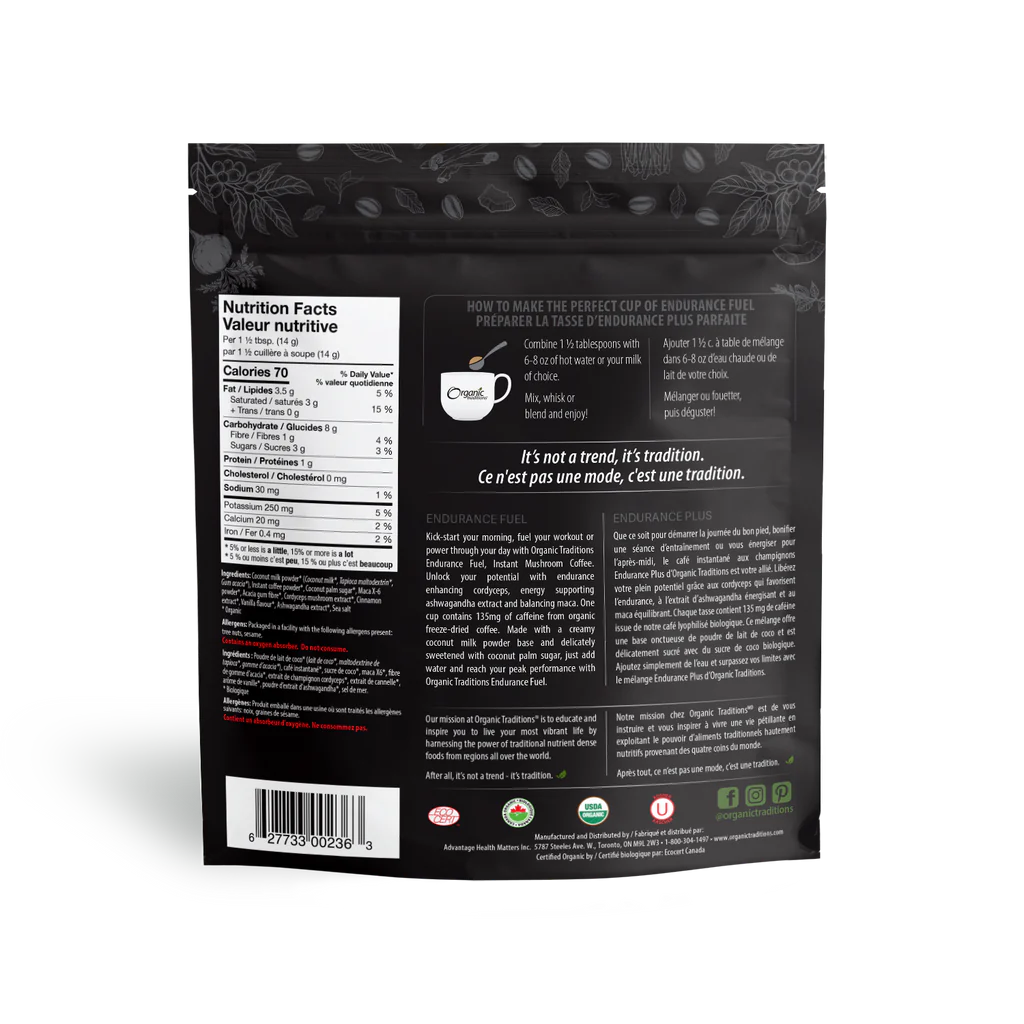 Organic Traditions - Organic Endurance Fuel Mushroom Coffee 140g